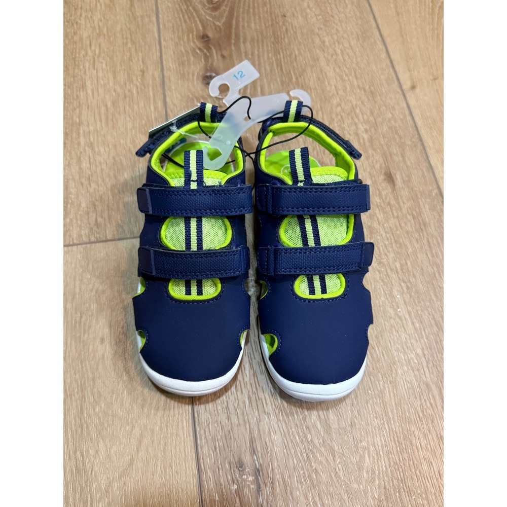 Cat & Jack Boys Navy Neon Green Closed Toe Water Sandals Size 12 NEW